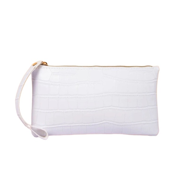 Faux Crocodile Leather White Wristlet - Picture 2 of 6